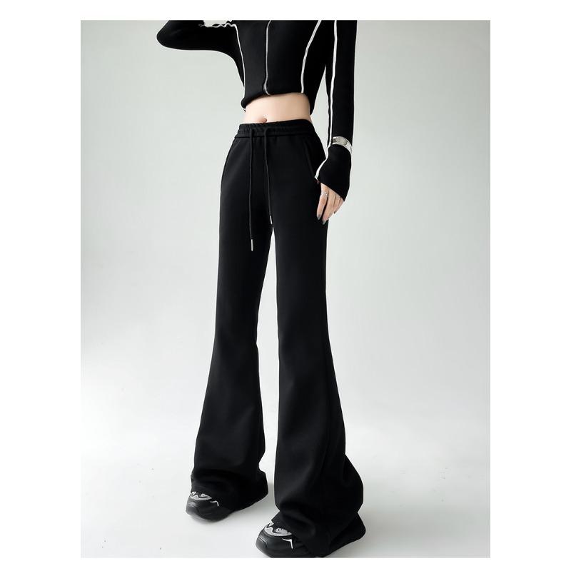 Autumn Winter Women Fashion Micro-pull Pants New Drawstring Sports Casual Sweatpants Solid Color Flared Pants Casual Street Wear Trousers 2339