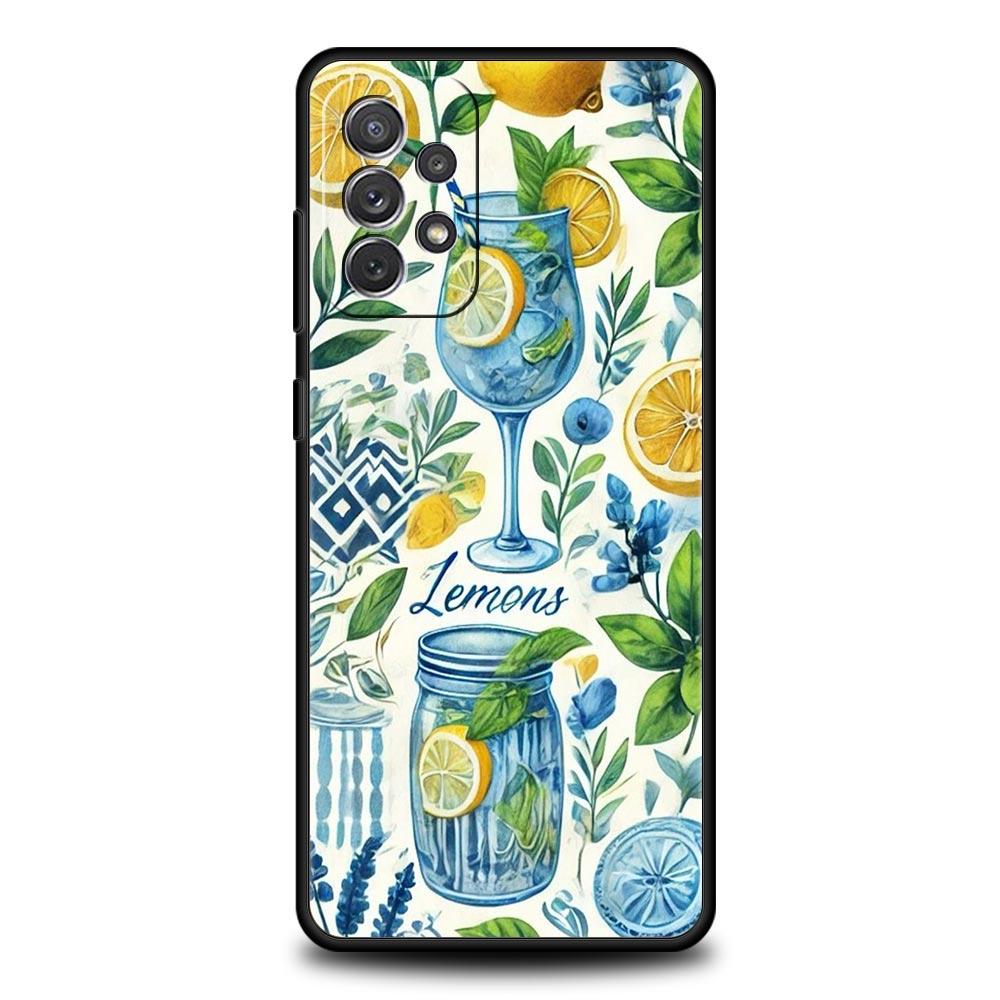 

Phone Case For Samsung A17 A15 A13 A51 A71 A41 A31 A21S A07 A05 A35 A55 A23 A25 A33 A53 A73 5G Cover Ocean Wine Glass Lemon Galaxy A07 4G