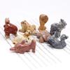 Mini Animals Frog Figurine Ornament Natural Shoushan Stone Carving Healing Crystal Fish Dinosaur Statue Room Desk Crafts Decor