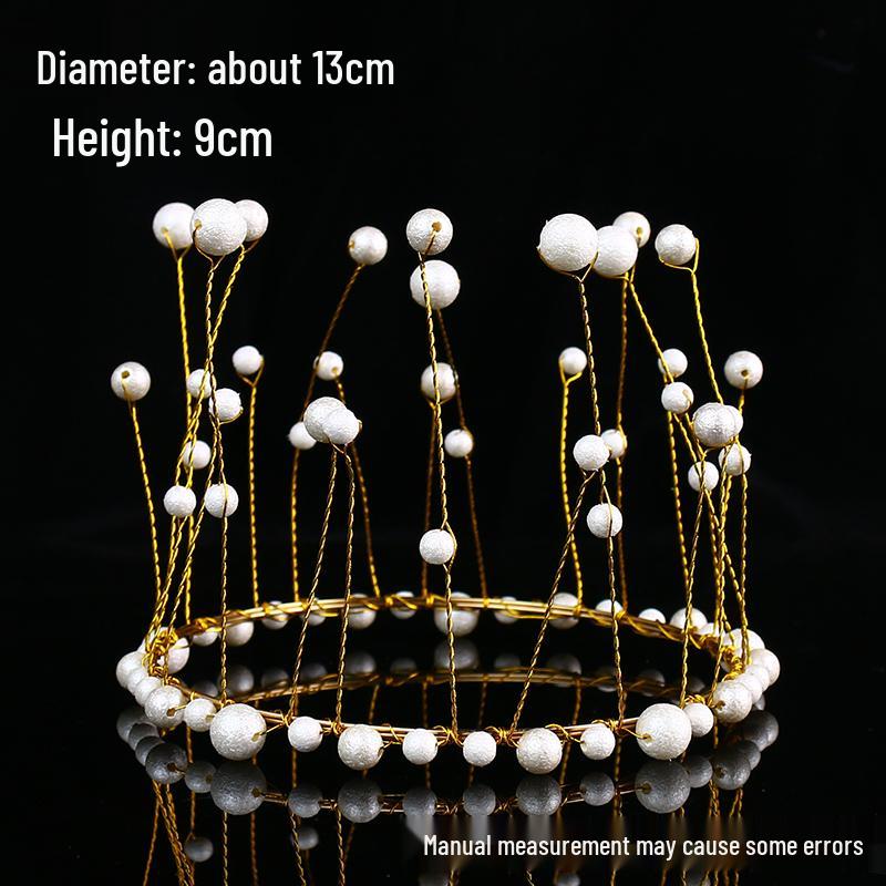 Children's Pearl Crystal Tiara Headband - Birthday Crown Cake Decoration and Adult Hair Accessory