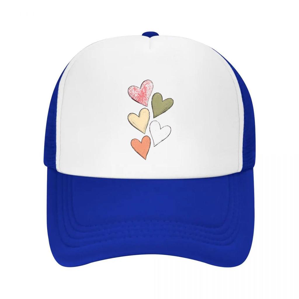 Pastel Sketch Hearts Vertical Love Mesh Baseball Cap Casual Hat Outdoor  For Womens Unisex FeUnisex