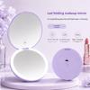LED Foldable Makeup Mirror 2X Magnification USB Type-C Rechargeable Compact Mirror with Light Portable Travel Cosmetic Mirror for Women