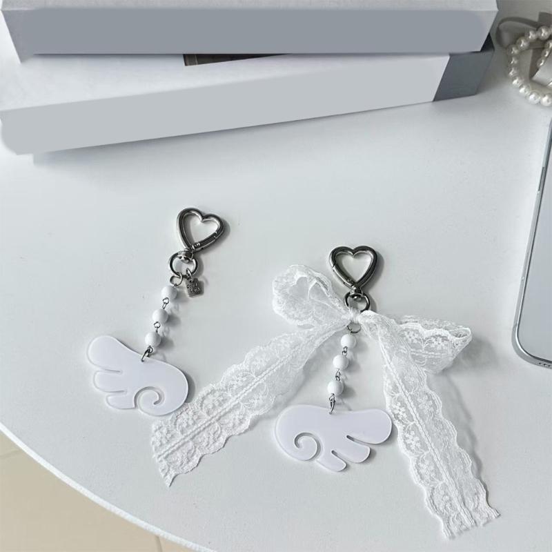Elegant Angel Wing Keychain Sturdy Acrylic Key Chain Adornment For Keys Bags And Fashion Accessories