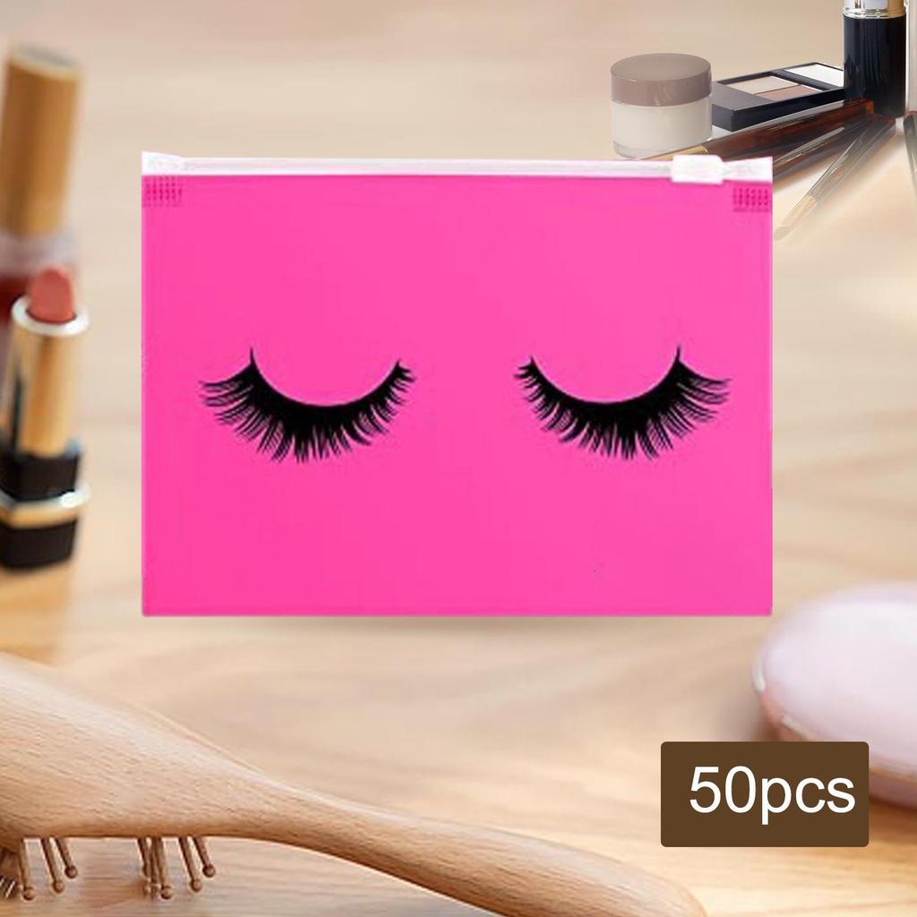 Stylish 50 Count Lash Bags Cute Eyelash Makeup Bags with Zipper