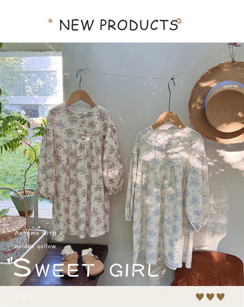Autumn Forest Print Long Sleeve Dress for Girls - Casual Loose Fit Skirt for Toddlers & Children