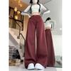 Plus Size Wide Leg High Waist Jeans - Autumn Slimming Floor-Length Trousers