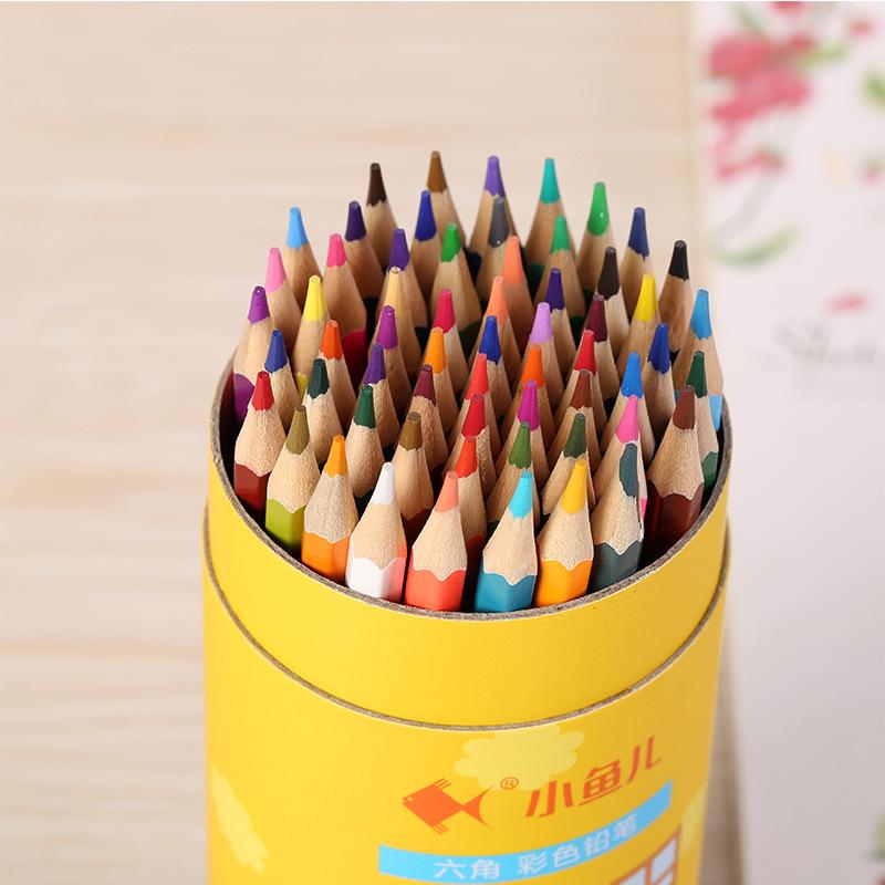 Little Fish Yellow Hexagonal Colored Pencils Set for Students - Custom Logo Available