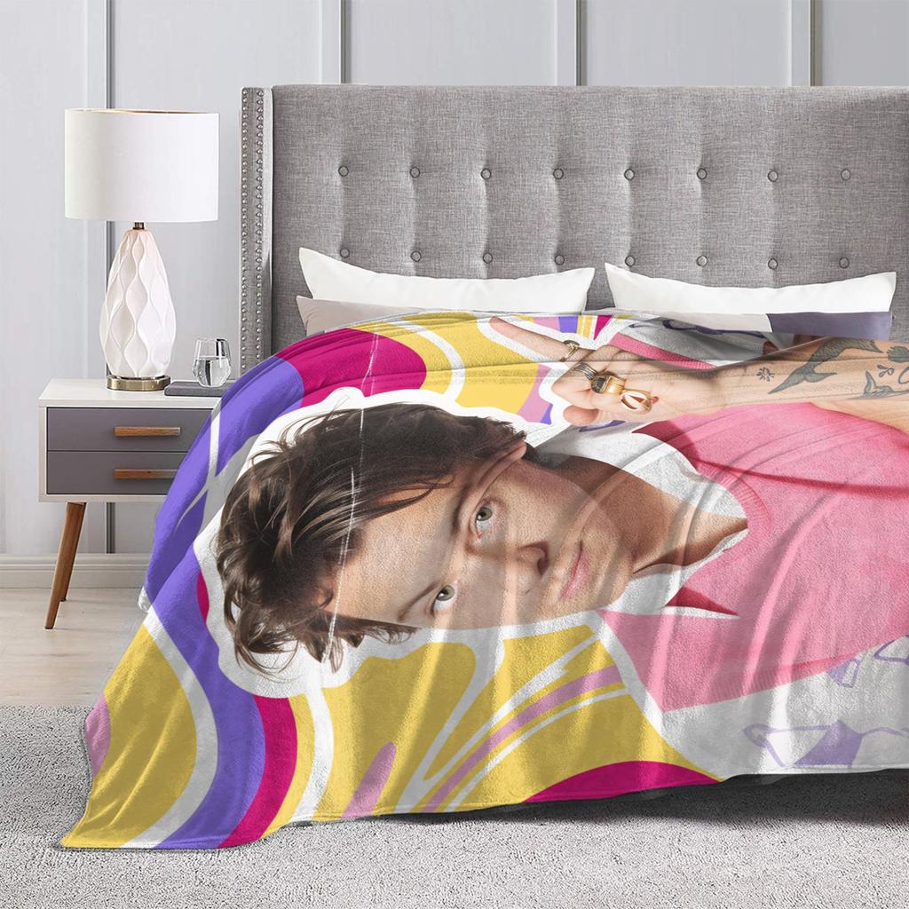 H-Harry Styles Warm Blanket Children Plush Throw Blanket Street Trend Outdoor Flannel Bedspread Sofa Bed Cover
