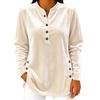 Autumn Winter New Women's Gold Velvet Top Casual Loose V-Neck Button Long Sleeve T-Shirt Velour Tee