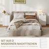 Set di 2 comodini, 3 cassetti, Design senza maniglie, Aspetto legno, Bianco