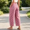 Women's Polka Dot Cropped Jeans Loose Fit Mid Curved Leg Casual Denim Pants