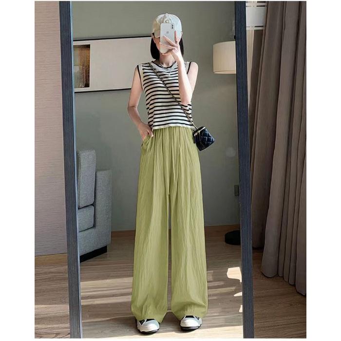 Women's 2023 Wide-Leg Cotton Linen Pants - High Waist, Loose, Summer Casual Trousers