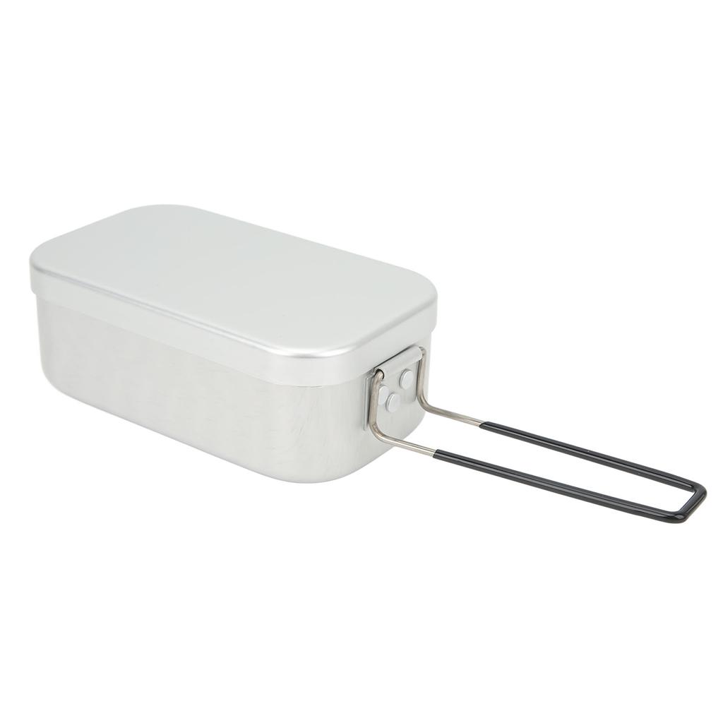Lunch Box Steaming Rack Set Foldable Handle Aluminum Alloy Camping Bento Box for Picnic Camping