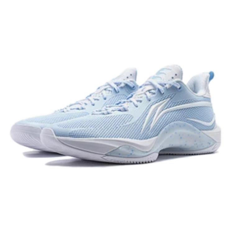 New LiNing Shining Anti Slip Wear Resistant Low Top Basketball Shoes Men's White Blue ABPU001-3
