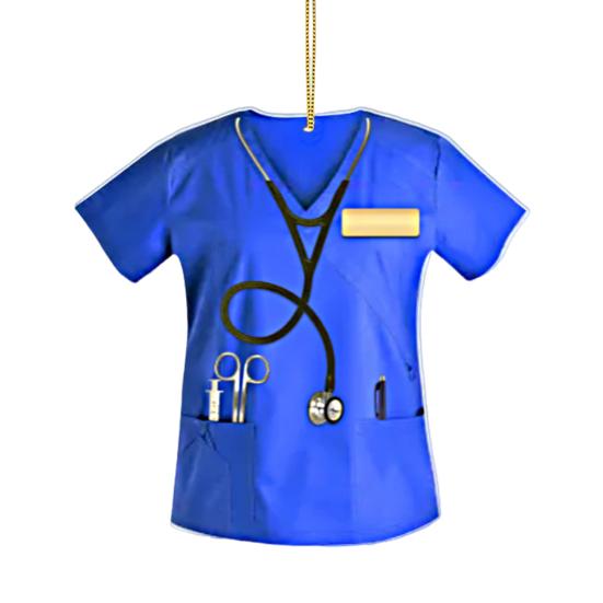 Yousheng Nurse Uniform Shape Decoration Flat Acrylic Hanging Ornament Keyring Pendant Gift for Nurses Doctors Car Bag Decoration