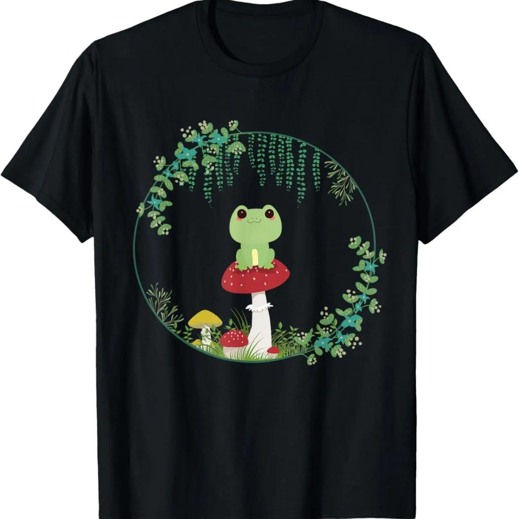 Cottagecore Aesthetic Kawaii Frog Goblincore Cute Mushroom T-Shirt