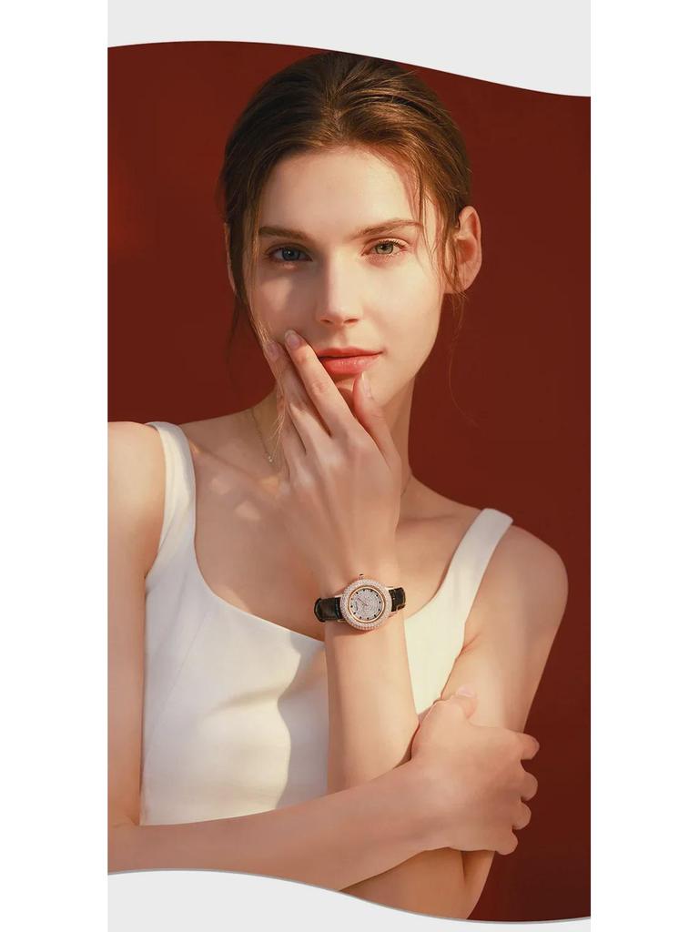 MKGO Moxiagao Women's Luxury Diamond Dial Fashion Watch with Elegant Diamond Strap