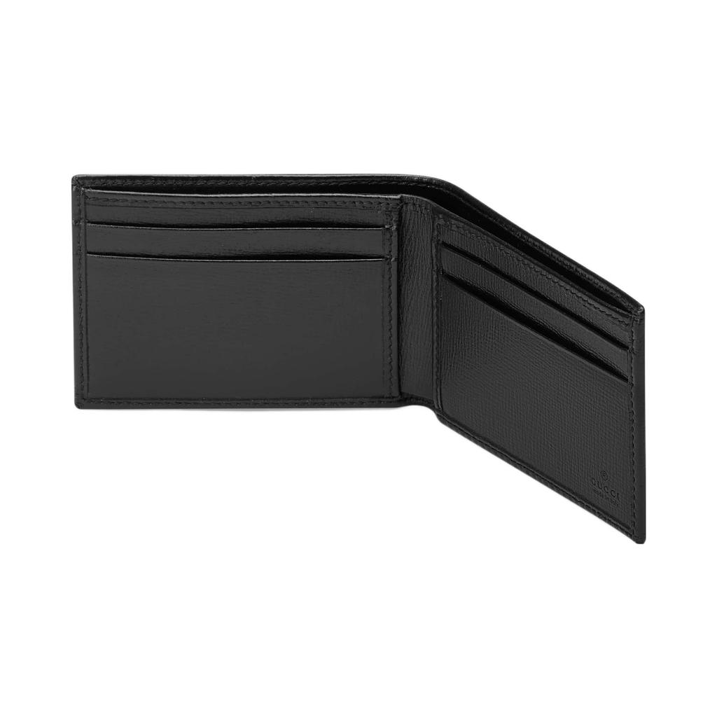 Gucci Interlocking Logo Double Fold Wallet Card Holder Canvas Leather Mini Men wallet Black 673001-92TCN-1000