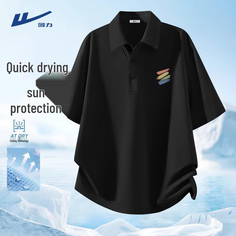 Warrior Men s Summer Breathable Mesh Quick-Dry Polo Shirt M чёрный
