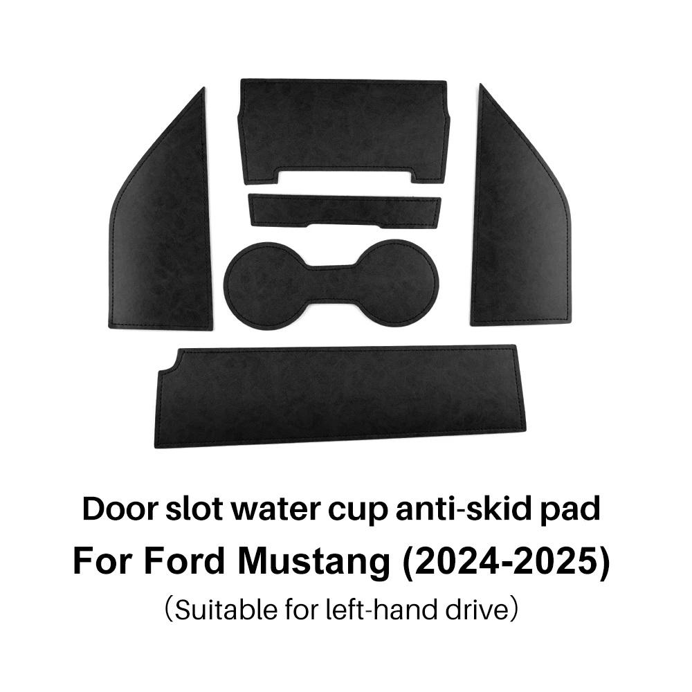 Cup Mat For Ford Mustang GT 2024 2025 2026 2027 LHD RHD Car Anti-Slip Dust-proof Rubber Pad Gate Sticker Interior Accessories