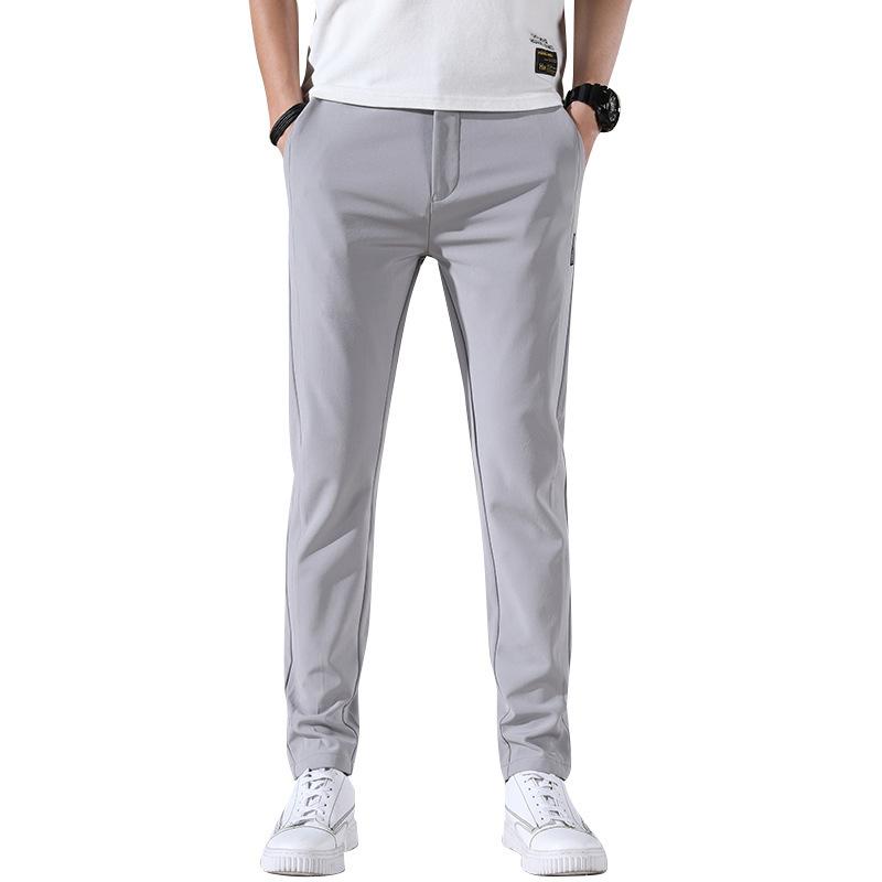 Ice-Silk Casual Trousers for Men Summer Lightweight Style Trendy Quick-Dry Breathable Relaxed Straight-Leg Athletic Long Trousers Versatile Pairing
