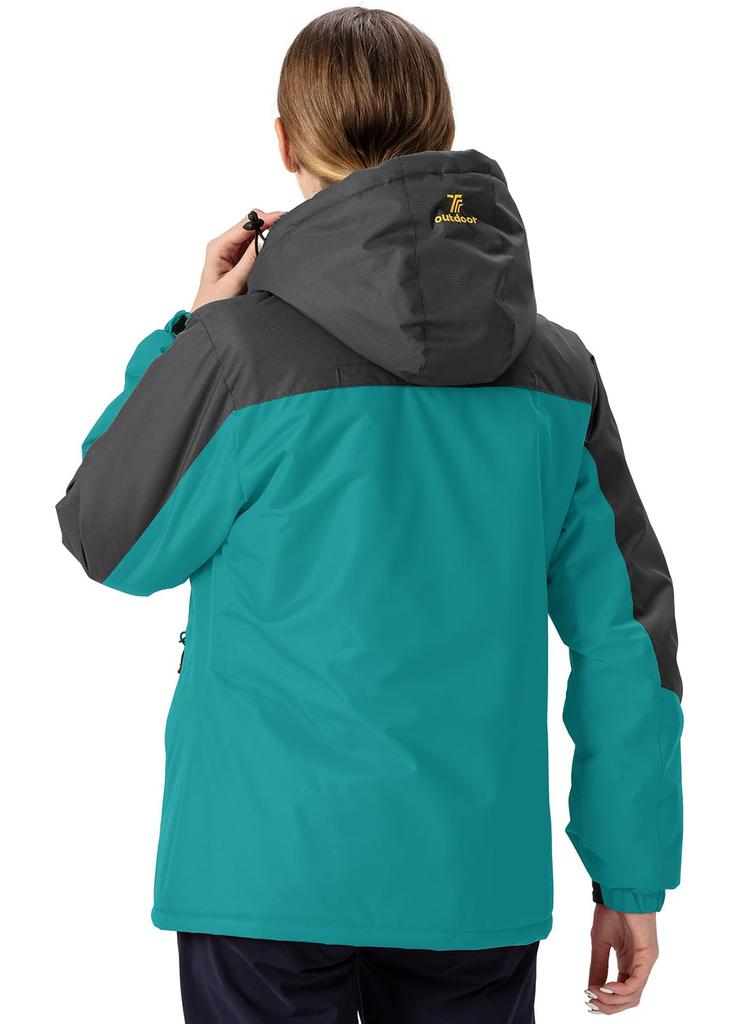 YSENTO Fleece Outdoor Jacket for and Warm and Removable Windproof and Brushed 01 XL Women's Jacket, Hiking, Skiing, More, Hood, Water-Repellent,