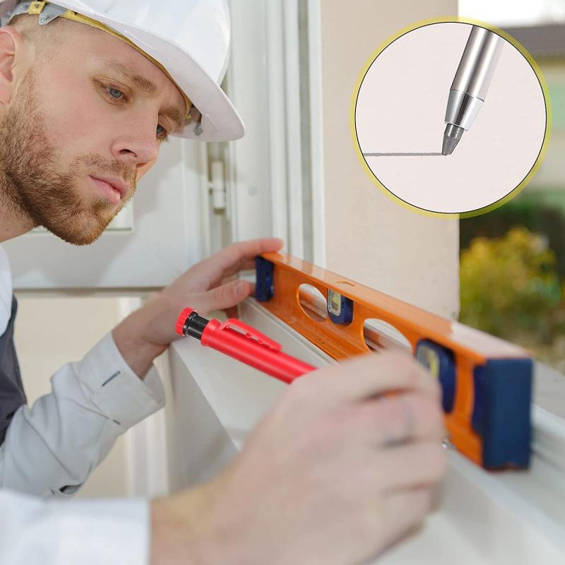 Newest Solid Carpenter Pencil Set Woodworking Mechanical Pencil 3 Colors Refill Construction Marking Tool for Carpenter Scriber