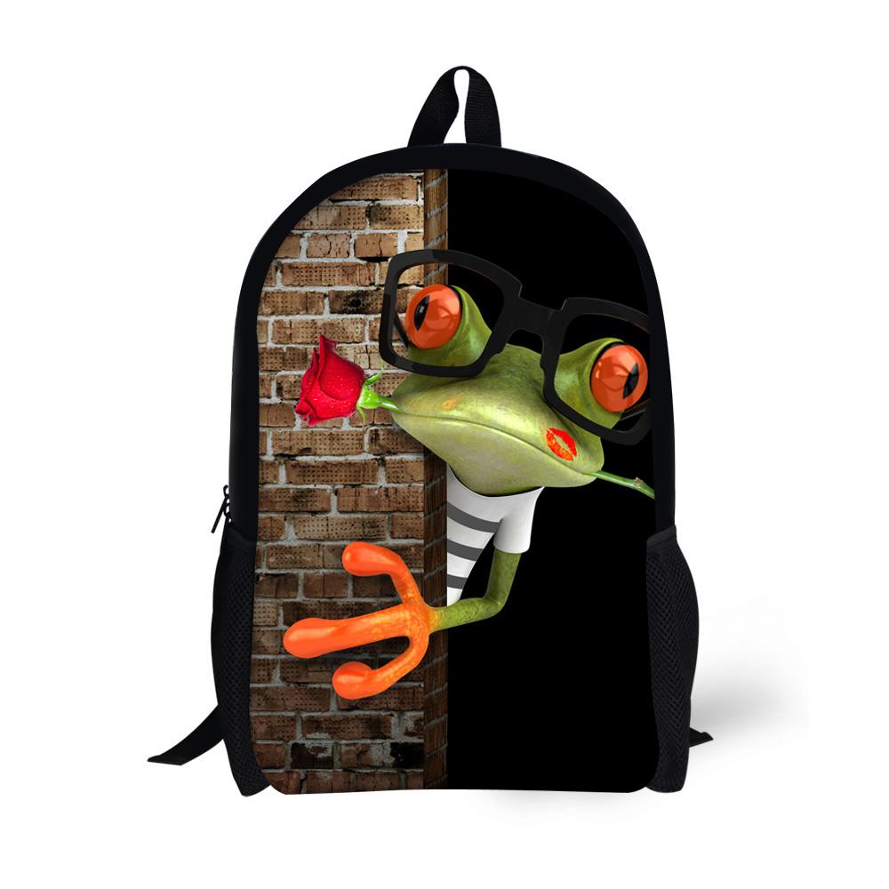 Harajuku Novelty Youthful Frog Student School Bags Notebook Backpacks 3D Printed Oxford Waterproof Boys/Girls Travel Bags