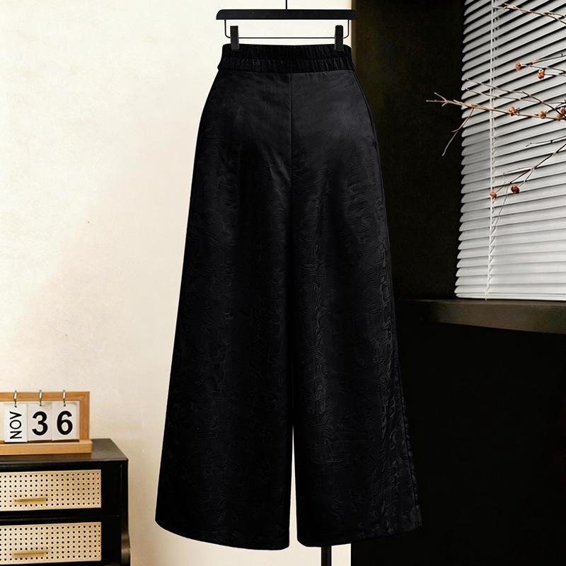 Spring/Summer 2026 Stylish High-Waisted Chinese Wide-Leg Pants with Hidden Pattern