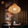 Beige/Black Handmade Rattan Art Pendant Lights 1-Light 35/40cm E27 Rattan Woven Lampshades Home Decor Hanging Chandelier Lamps