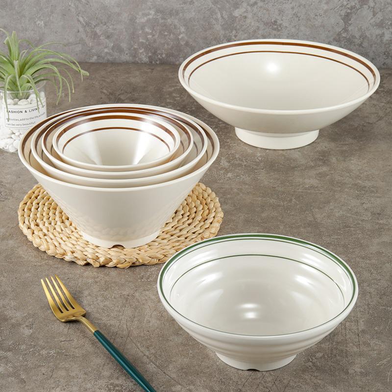 Pink Melamine Ramen Bowl - Creative Conical Hat Design, Imitation Porcelain, Large for Beef Noodle Soup and Mala Tang.