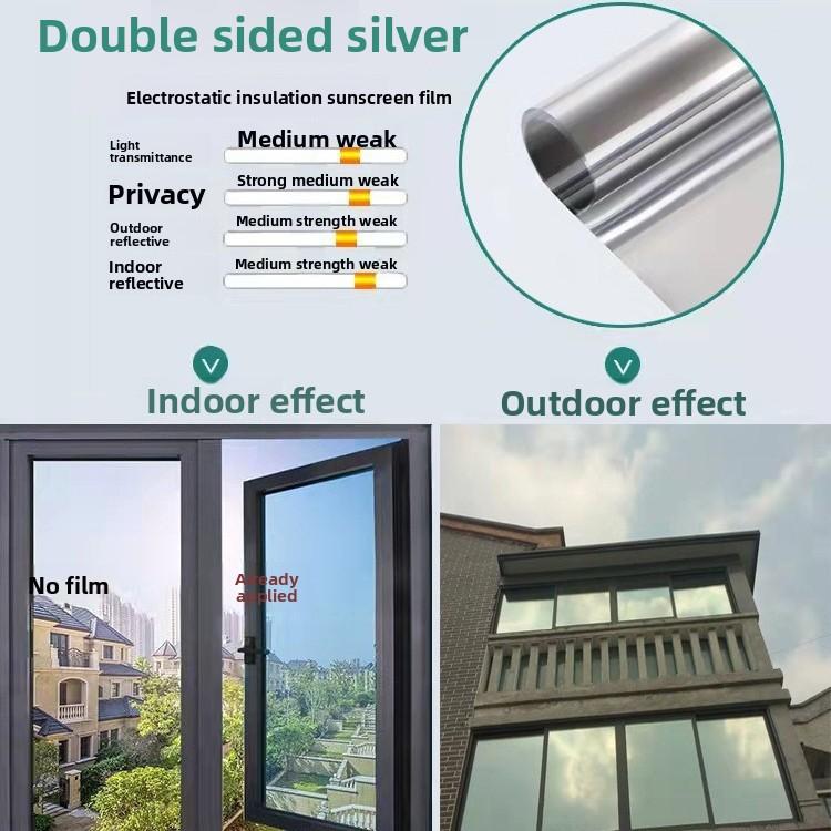 

Индивидуальная ПВХ Электростатическая Оконная Пленка Защита от УФ-лучей Теплоизоляция Наклейка на Стекло для Гостиной, Спальни и Наружного Использования 30cm*1m серебряный