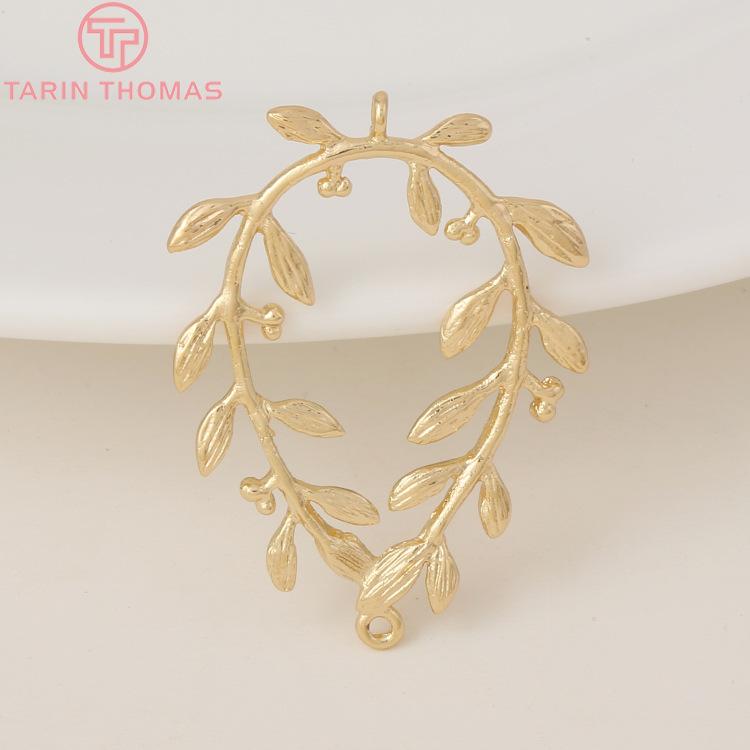 (827)6CPS 23x30MM 24K Gold Color Plated Brass Hollow Flower Vine Charms Pendants High Quality For DIY Jewelry Making
