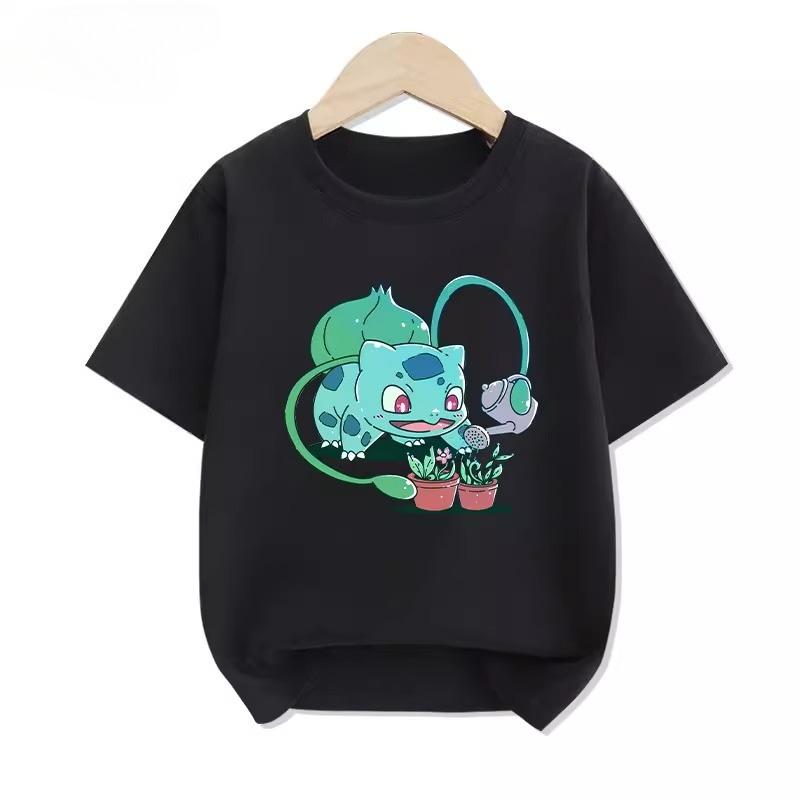 New Summer Pikachu Print Tshirt 100 Pure Cotton Unisex for Boys Girls Breathable Versatile 100
