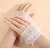 Ruffle Lace Trim Arm Covers Wrist Cuffs Sleeves For Women Dress Outfit Enhancer Sheer Armband Daily Wear Accessory