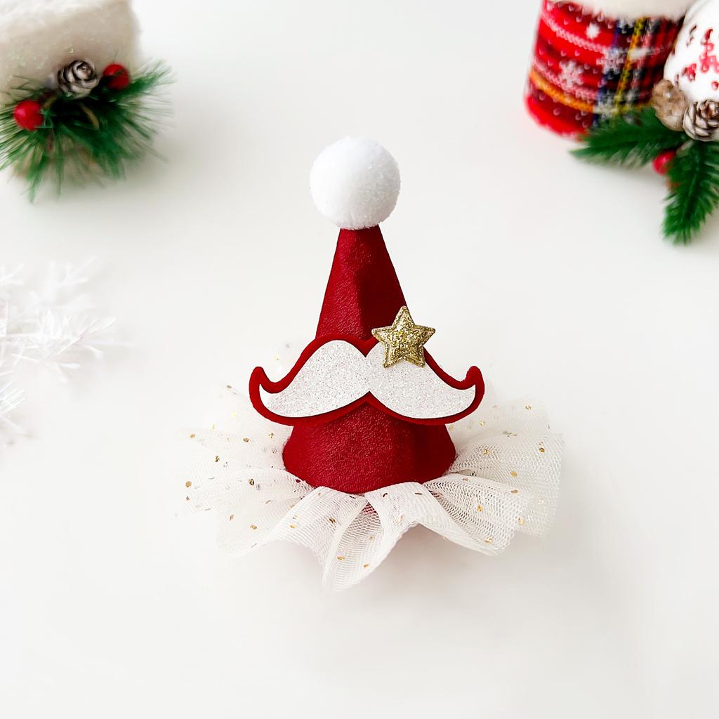 Mini Cute Sparkling Santa Claus Hat Christmas Hair Clips Xmas Party Gift for Adults and Kids New Year Headwear Hair Accessories