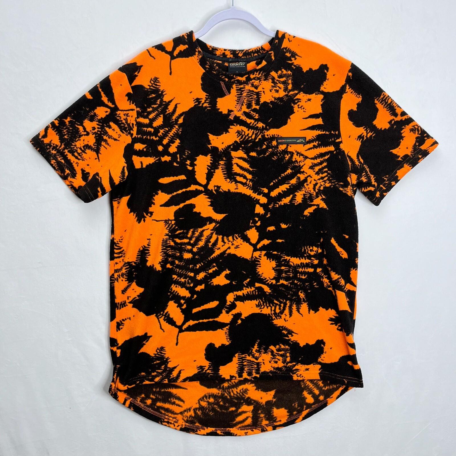 Backcountry Fleece Men’s L Orange Black Tropical Crew Neck Tee Unisex T-Shirt XL
