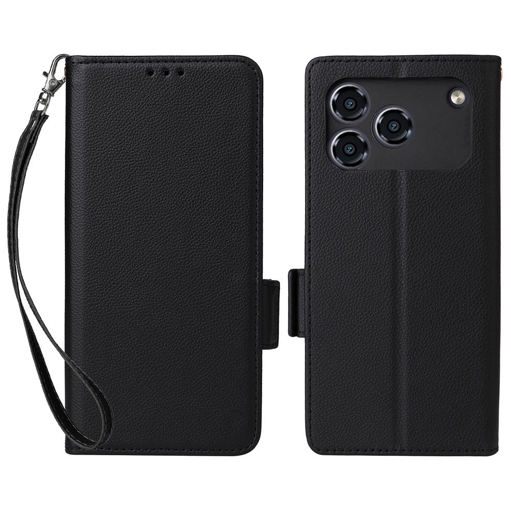 Etui dla ZTE Blade A36/nubia A36 z paskiem na nadgarstek, tekstura liczi, skóra PU, portfel, pokrowiec na telefon