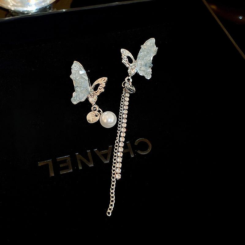 

GemChic женские серьги-гвоздики с иглами, асимметричные серьги-бабочки с имитацией драгоценного камня, модные милые серьги, ювелирные изделия на день рождения, Рождество, подарок