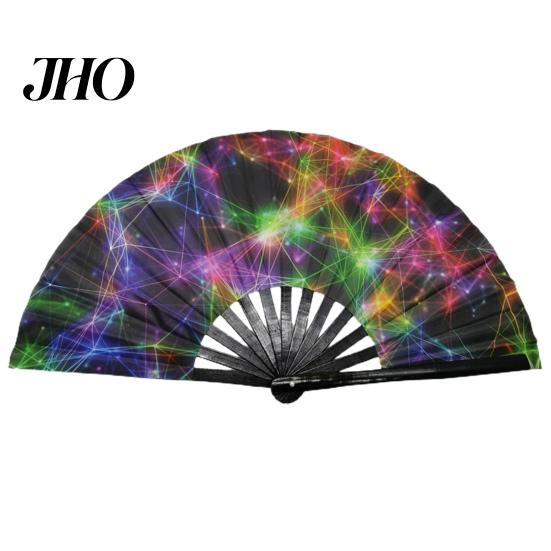 Folding Fan Sturdy Bone Exquisite Pattern Bright Color Performance Glow in The Dark Festival Party Supply Large Hand