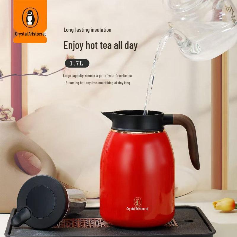 Crystal Noble Stainless Steel Tea Pot with Water Separation, Insulation, and Engraving – Ideal for Home or Office.