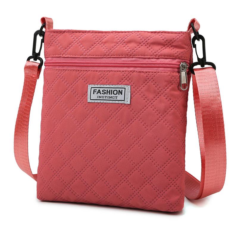 Borsa a tracolla semplice a griglia di diamanti a tinta unita per donna, borsa a spalla casual, borsa a tracolla piccola quadrata leggera e versatile