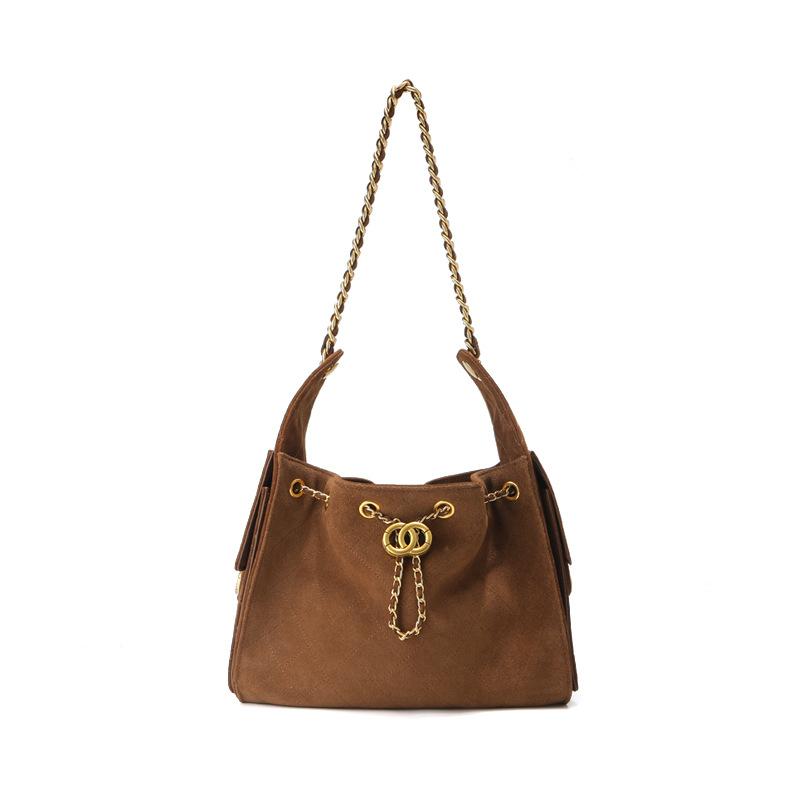 Ringotto Bag, Matte Leather, Small Fragrant Suede Chain, Underarm Bag, Suede Leather, Shoulder Commuter Bag, Women's
