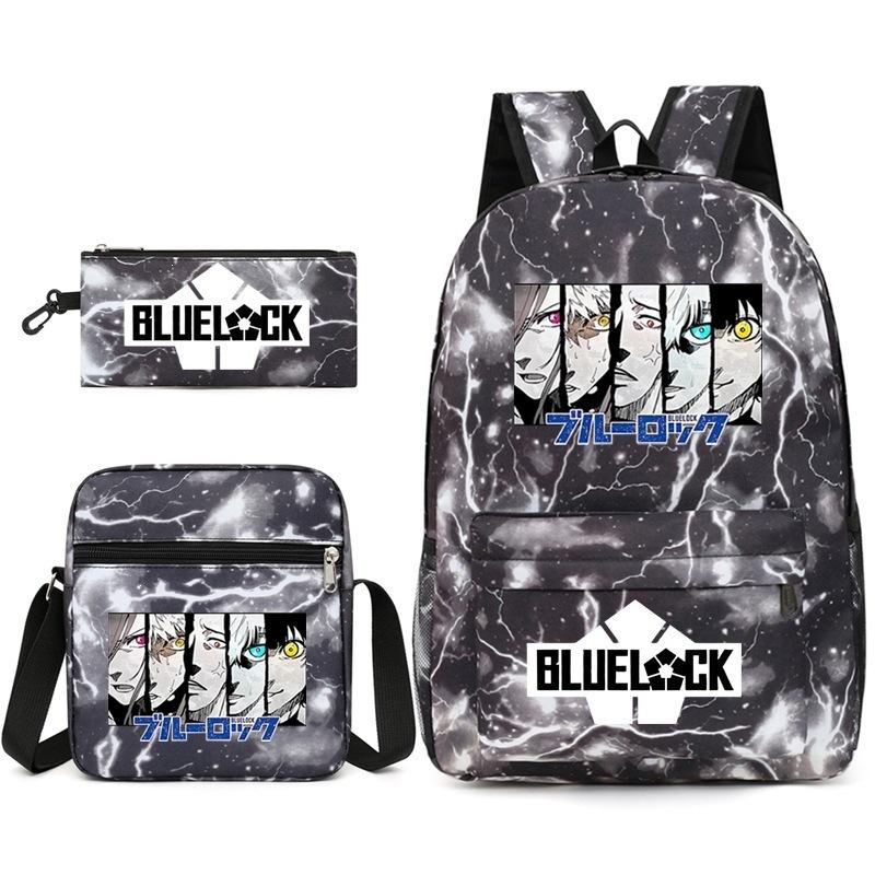 Large Capacity Schoolbag with Shoulder Strap; Student Three-piece Pencil Case Set