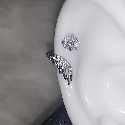 2Pcs Versatile Exquisite Shiny Wing Ear Bone Nail For Women Personalized Piercing Earrings Jewelry Accessories Gifts