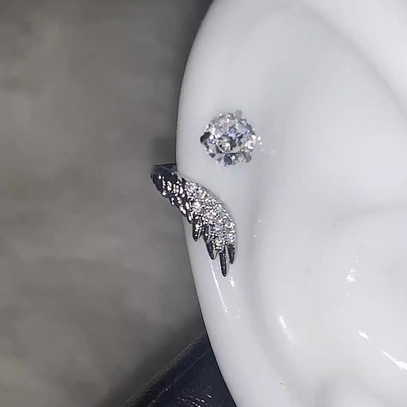 2Pcs Versatile Exquisite Shiny Wing Ear Bone Nail For Women  Personalized Piercing Earrings Jewelry Accessories Gifts