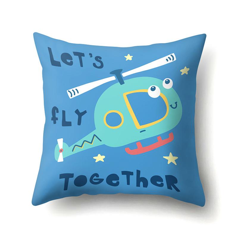 Față de pernă poliester cu model geometric de dinozaur, cu o singură față, pentru casă, canapea, living, dormitor, husă de pernă