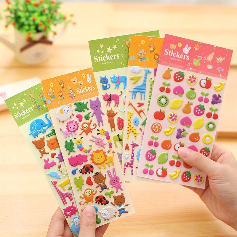 Childrens Gift 3D Bubble Kawai Stickers Early Education Kindergarten Reward Gift Kitten Animal Handmade School Supplies Lovely