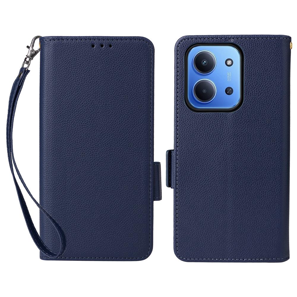 For Xiaomi Redmi 15C 4G (Global) (171mm)/Poco C85 4G Case with Wrist Strap Litchi Texture PU Leather Wallet Phone Cover