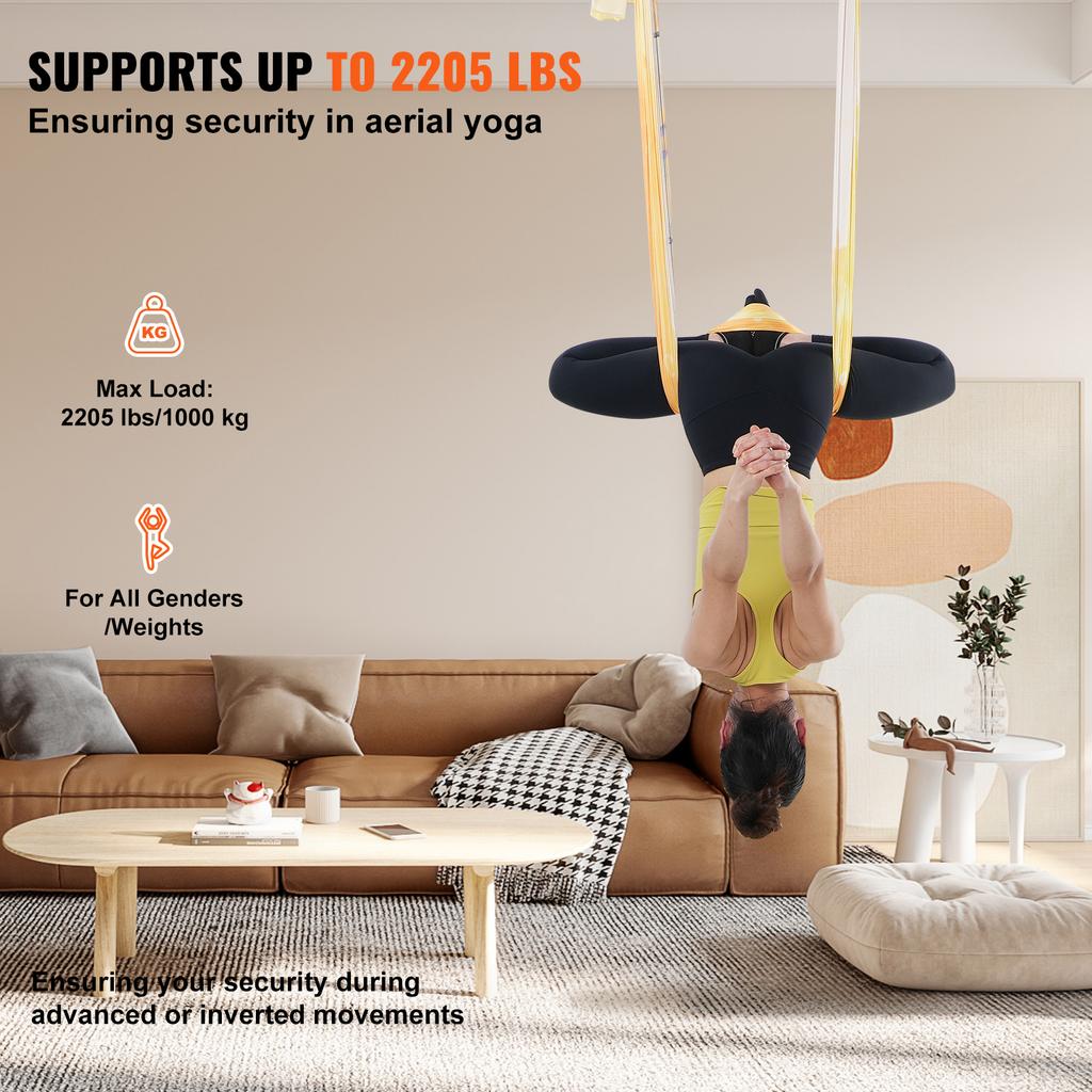 SucceBuy 5,5 jarda Hamak i huśtawka do jogi powietrznej Tkanina nylonowa Pełny sprzęt do podwieszania do jogi antygrawitacyjnej Fitness Bodybuilding
